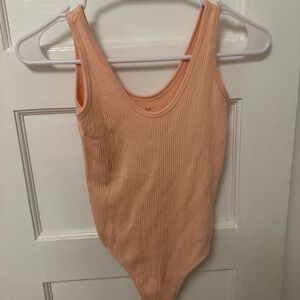 Out From Under Peach Ribbed Body Suit
